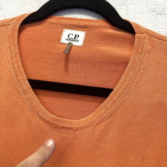 C.P. Company Italy Sweater Mens XL (52) Orange Lens Crewneck Pullover Jumper - Picture 3 of 14